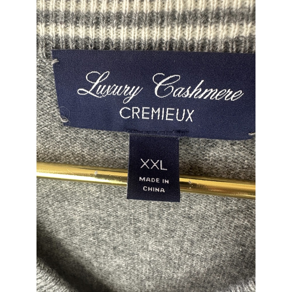 Luxury Cashmere Cremieux V-Neck Sweater Heather Gray Long Sleeve Men's Size XXL - Picture 5 of 15